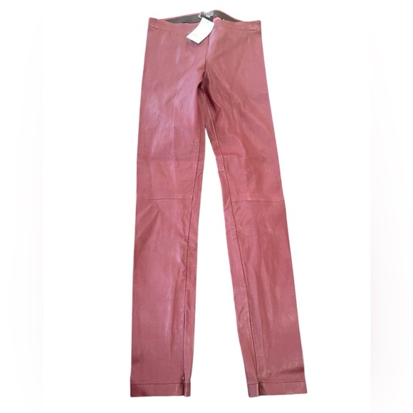 Theory - NWT Wine Colored Lamb Leather Pants Sz S - Picture 2 of 9